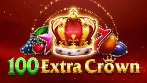 Tampilan visual mesin slot 100 Extra Crown dengan simbol buah dan mahkota