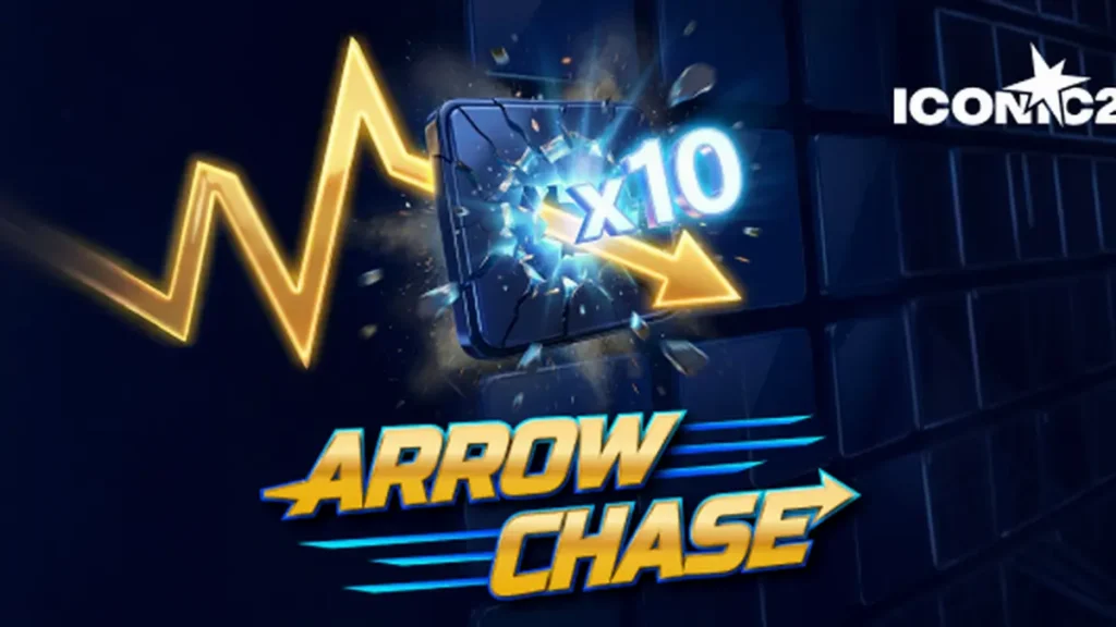 Tampilan visual game Arrow Chase dengan grid multiplikator yang dinamis