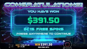 Tampilan visual futuristik dari slot Crypto Genesys dengan elemen neon dan simbol kripto.